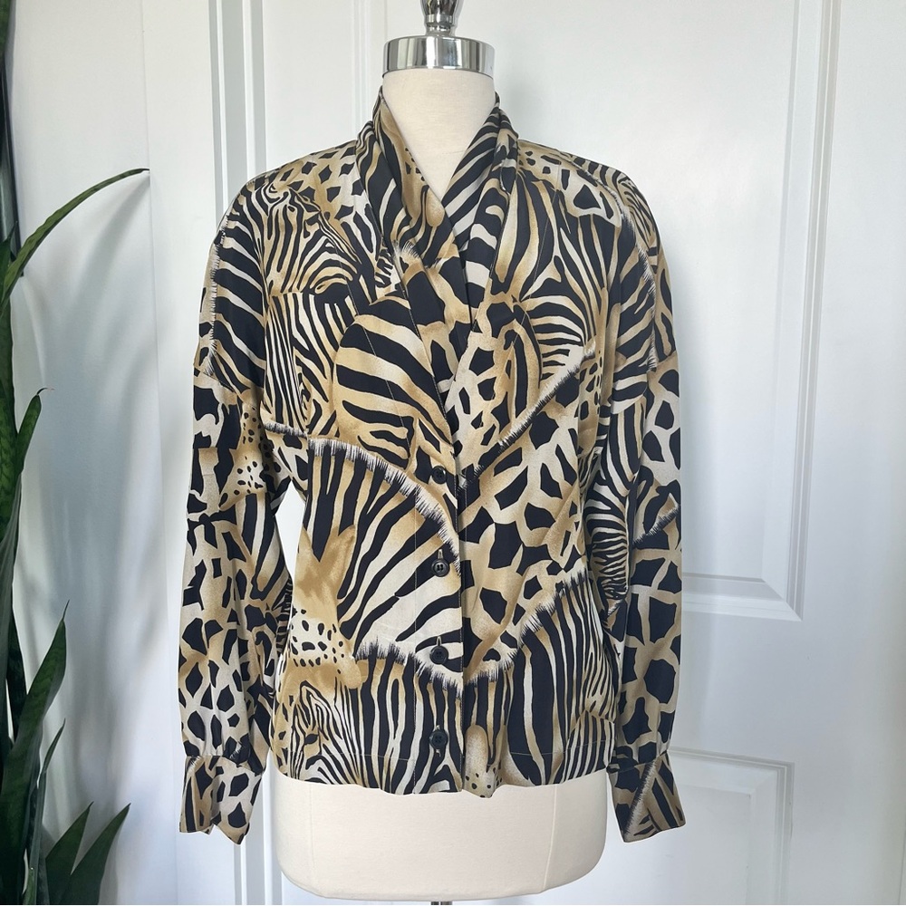 Vintage 1980’s Escada Silk Animal Print Blouse